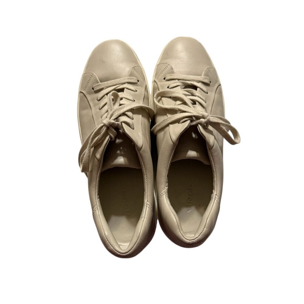 Vince Womens Cream/Ivory benefield Leather Platform Sneakers Size 9 - Picture 6 of 10